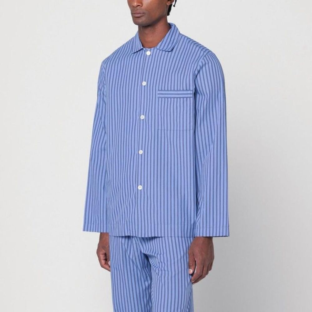 TEKLA Men's Striped Long Sleeve Pajama Set Men BLACK Shirts